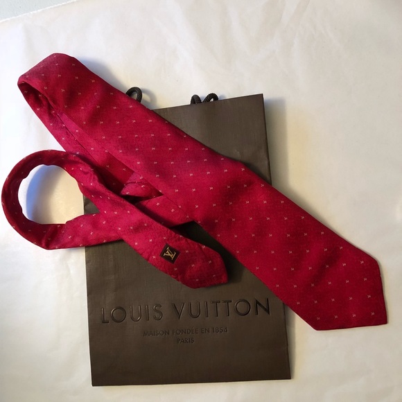Louis Vuitton Other - Louis Vuitton designer red silk LV tie